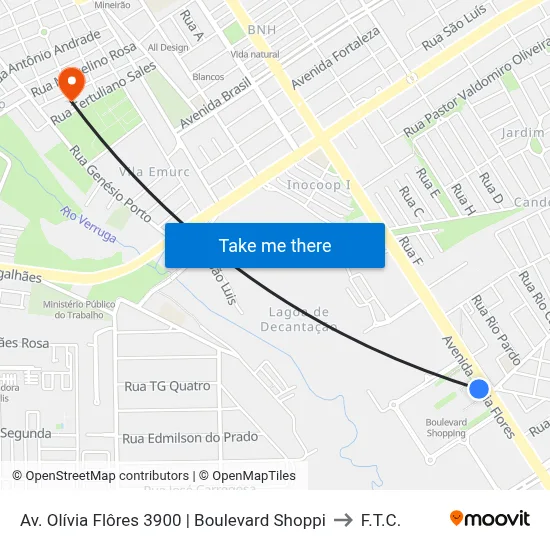 Av. Olívia Flôres 3900 | Boulevard Shoppi to F.T.C. map