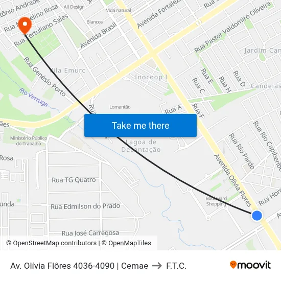 Av. Olívia Flôres 4036-4090 | Cemae to F.T.C. map