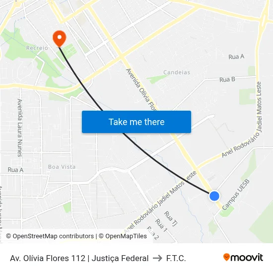 Av. Olívia Flores 112 | Justiça Federal to F.T.C. map