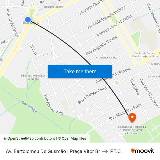 Av. Bartolomeu De Gusmão | Praça Vitor Br to F.T.C. map