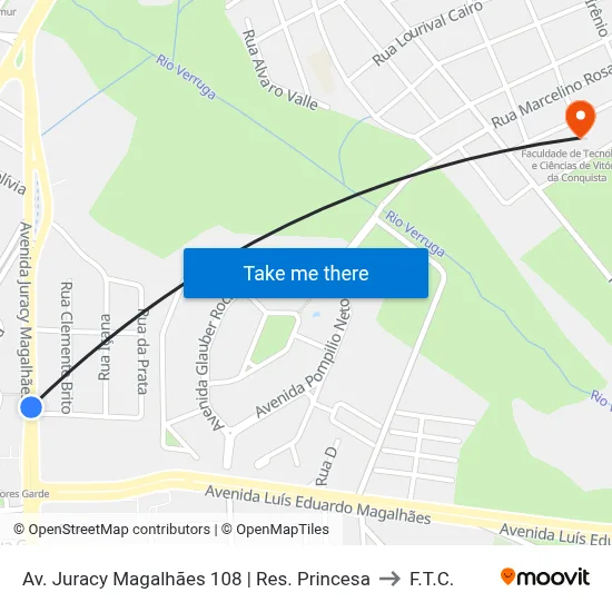 Av. Juracy Magalhães 108 | Res. Princesa to F.T.C. map