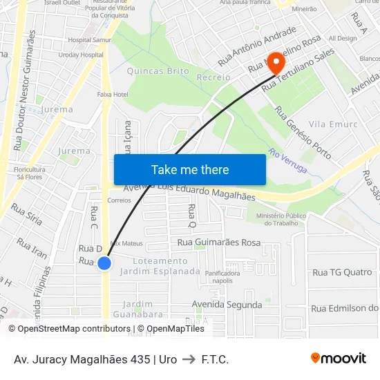 Av. Juracy Magalhães 435 | Uro to F.T.C. map