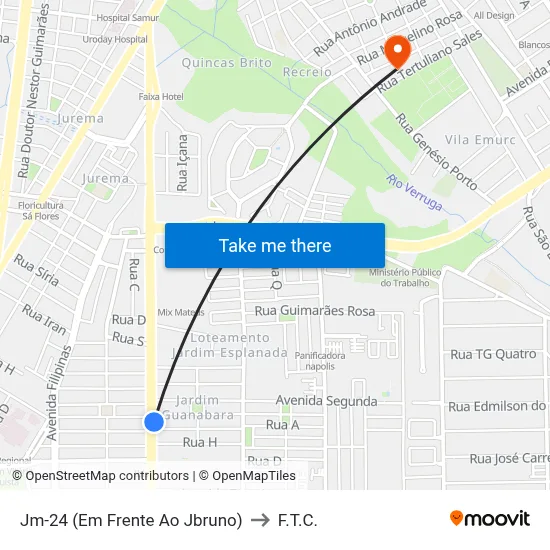 Jm-24 (Em Frente Ao Jbruno) to F.T.C. map