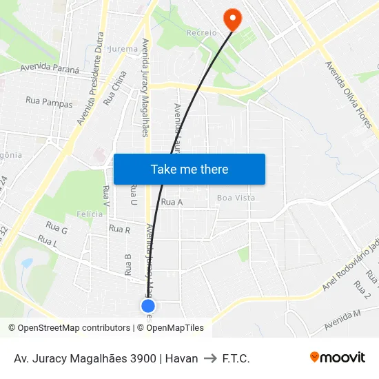 Av. Juracy Magalhães 3900 | Havan to F.T.C. map