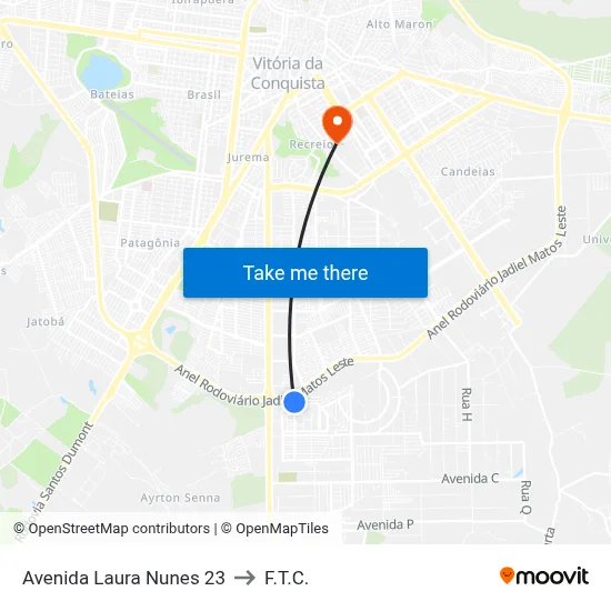 Avenida Laura Nunes 23 to F.T.C. map