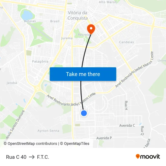 Rua C 40 to F.T.C. map