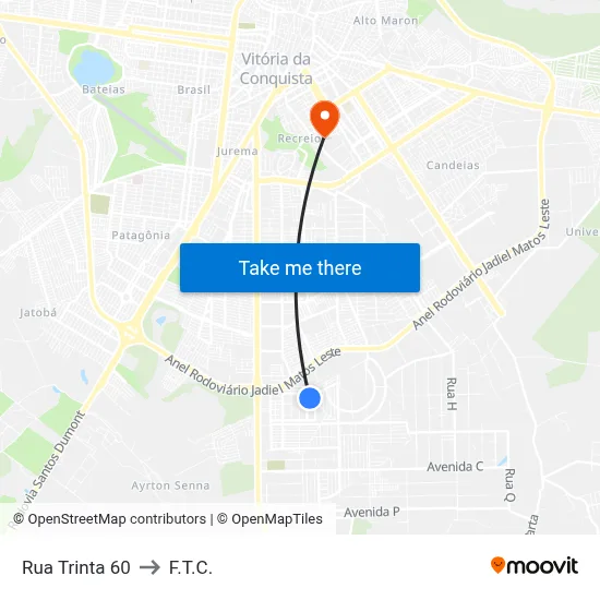 Rua Trinta 60 to F.T.C. map