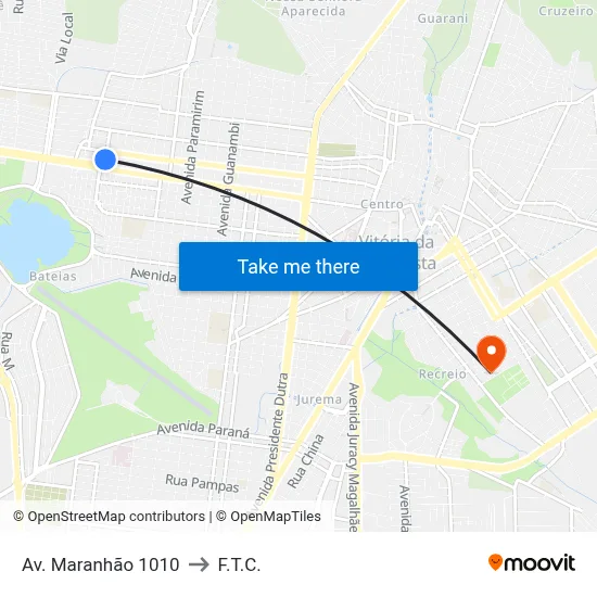 Av. Maranhão 1010 to F.T.C. map