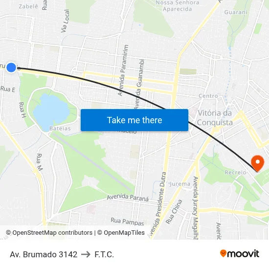 Av. Brumado 3142 to F.T.C. map