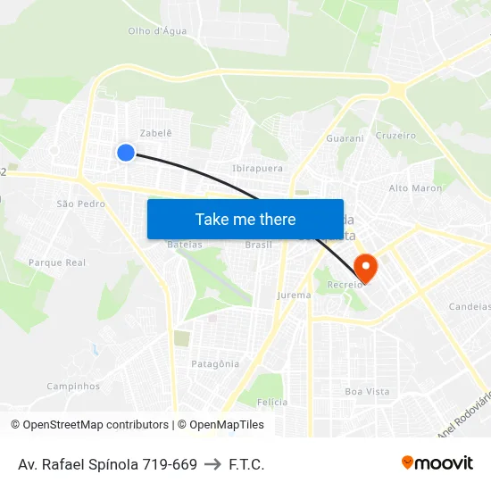 Av. Rafael Spínola 719-669 to F.T.C. map
