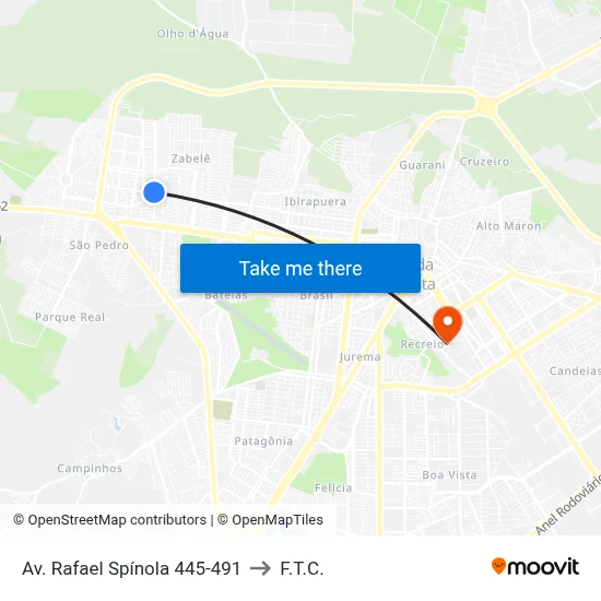 Av. Rafael Spínola 445-491 to F.T.C. map