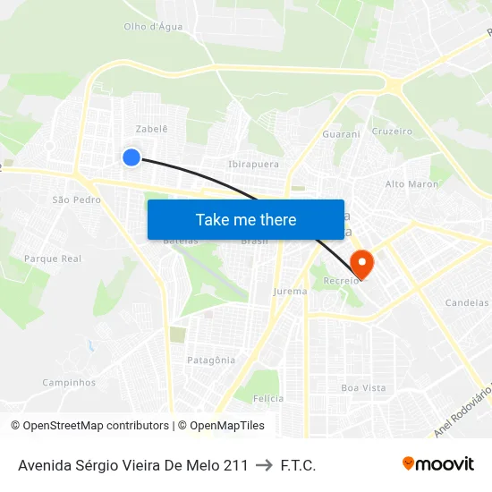 Avenida Sérgio Vieira De Melo 211 to F.T.C. map