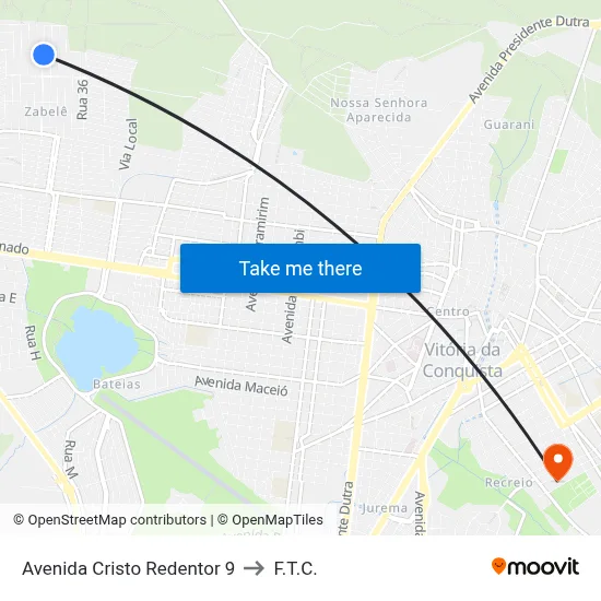 Avenida Cristo Redentor 9 to F.T.C. map