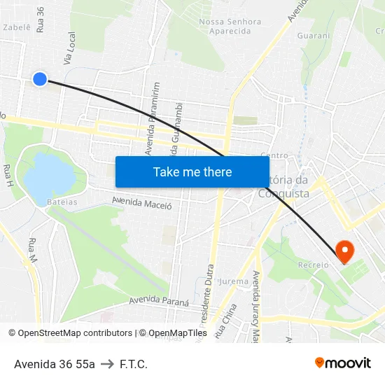 Avenida 36 55a to F.T.C. map