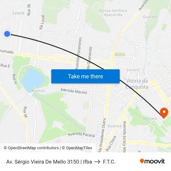 Av. Sérgio Vieira De Mello 3150 | Ifba to F.T.C. map
