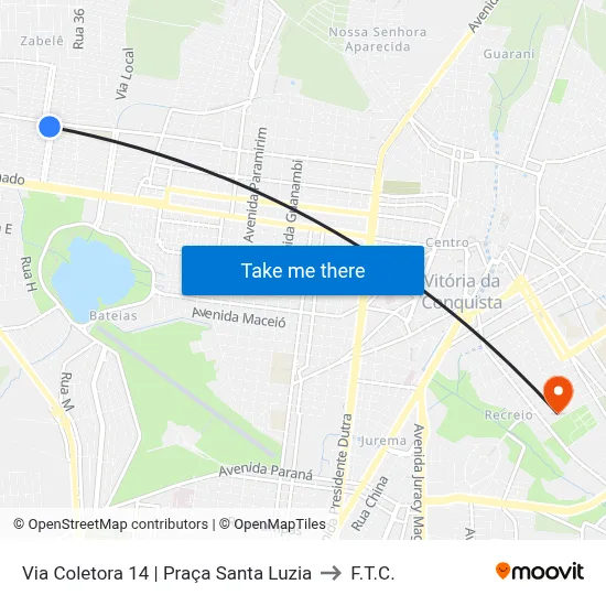 Via Coletora 14 | Praça Santa Luzia to F.T.C. map