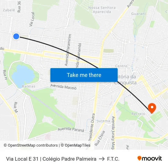 Via Local E 31 | Colégio Padre Palmeira to F.T.C. map