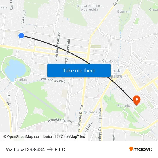 Via Local 398-434 to F.T.C. map