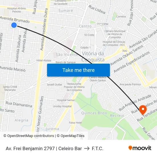 Av. Frei Benjamin 2797 | Celeiro Bar to F.T.C. map