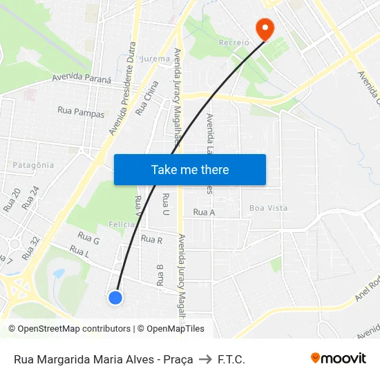 Rua Margarida Maria Alves - Praça to F.T.C. map