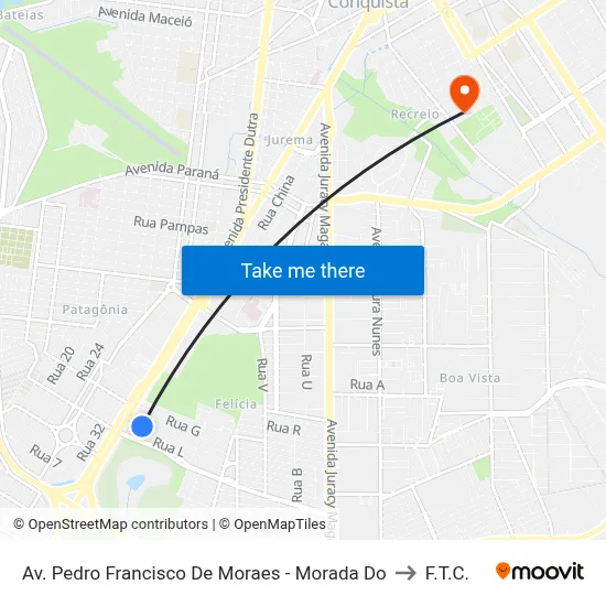 Av. Pedro Francisco De Moraes - Morada Do to F.T.C. map