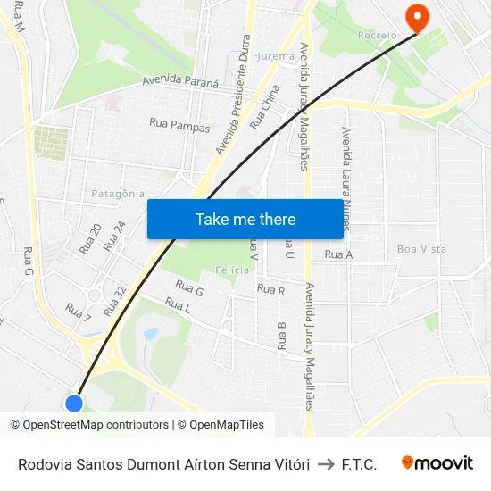 Rodovia Santos Dumont Aírton Senna Vitóri to F.T.C. map