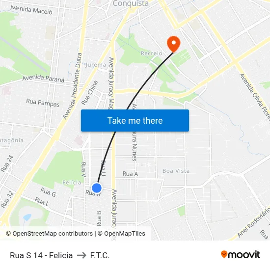 Rua S 14 - Felicia to F.T.C. map