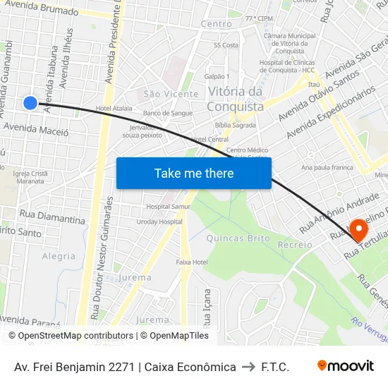Av. Frei Benjamin 2271 | Caixa Econômica to F.T.C. map