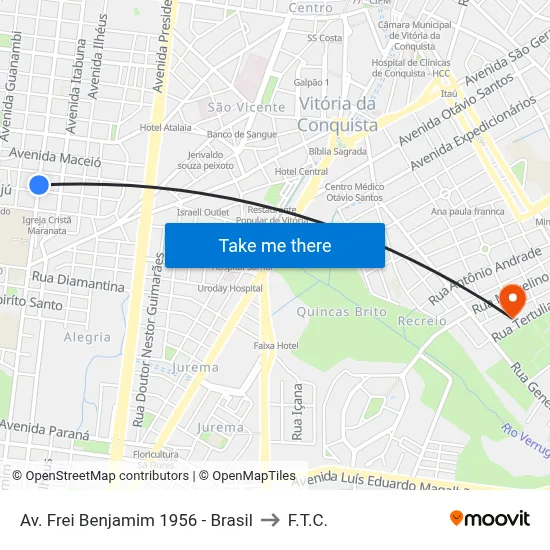 Av. Frei Benjamim 1956 - Brasil to F.T.C. map