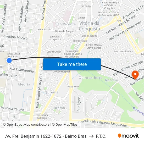 Av. Frei Benjamin 1622-1872 - Bairro Bras to F.T.C. map