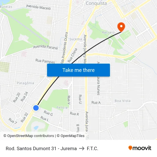 Rod. Santos Dumont 31 - Jurema to F.T.C. map
