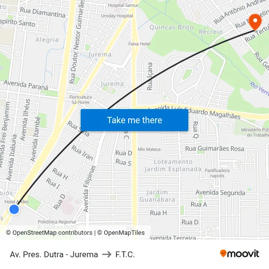 Av. Pres. Dutra - Jurema to F.T.C. map