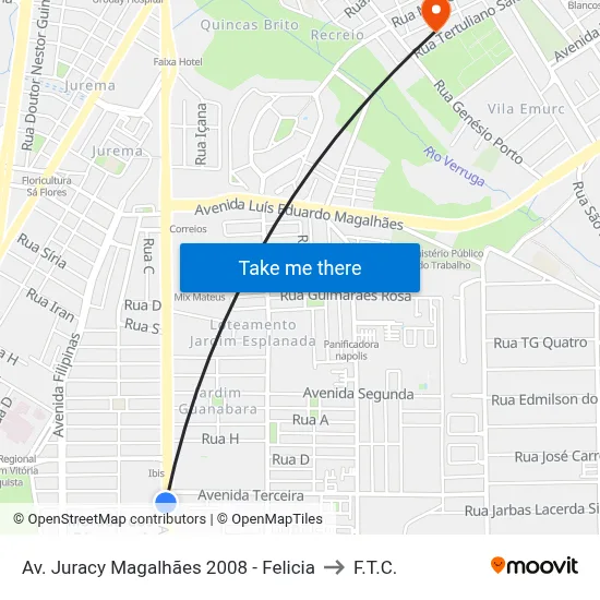 Av. Juracy Magalhães 2008 - Felicia to F.T.C. map