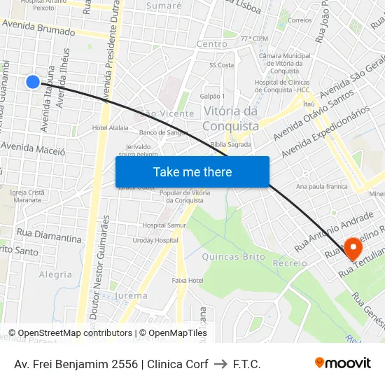 Av. Frei Benjamim 2556 | Clinica Corf to F.T.C. map