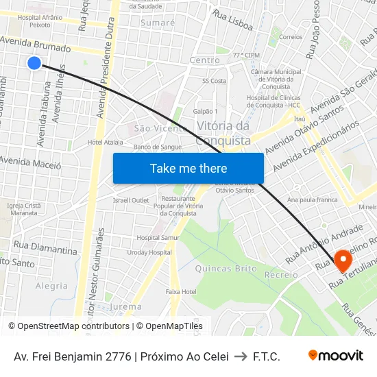 Av. Frei Benjamin 2776 | Próximo Ao Celei to F.T.C. map