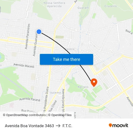 Avenida Boa Vontade 3463 to F.T.C. map