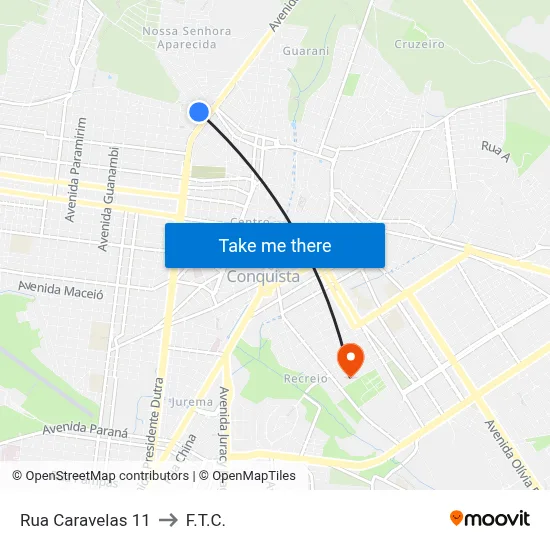 Rua Caravelas 11 to F.T.C. map