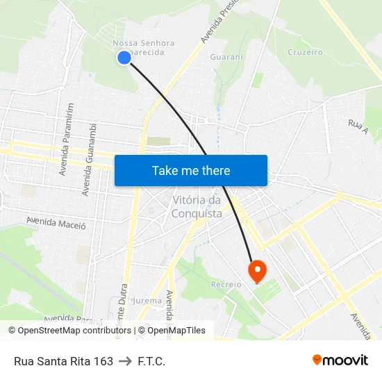 Rua Santa Rita 163 to F.T.C. map