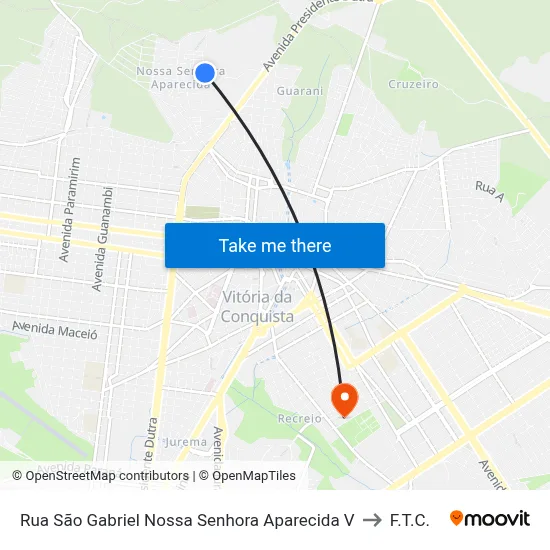 Rua São Gabriel Nossa Senhora Aparecida V to F.T.C. map