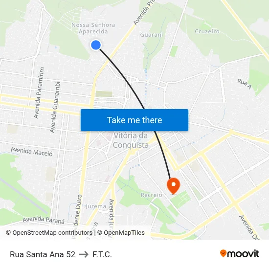 Rua Santa Ana 52 to F.T.C. map