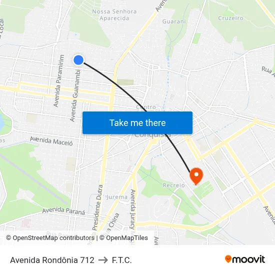 Avenida Rondônia 712 to F.T.C. map