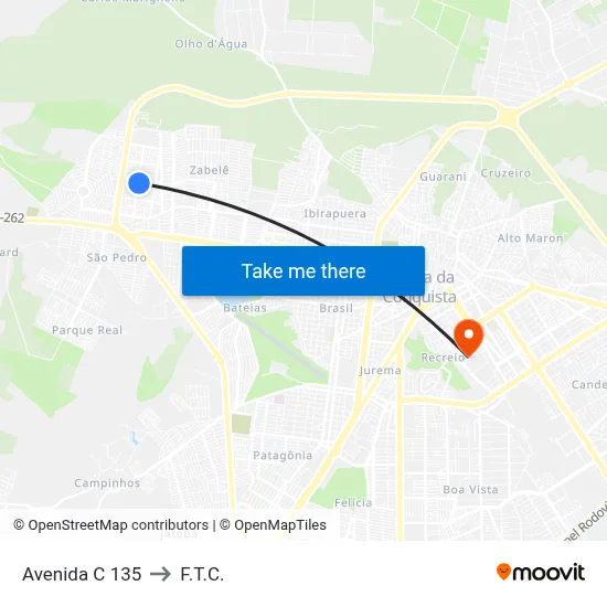 Avenida C 135 to F.T.C. map