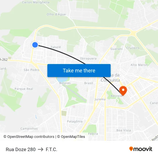 Rua Doze 280 to F.T.C. map