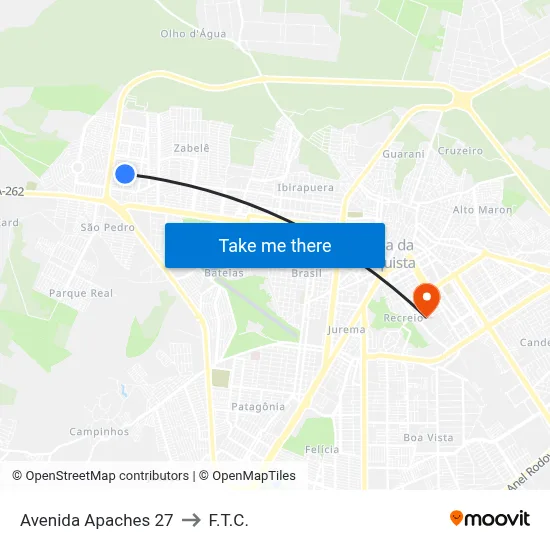 Avenida Apaches 27 to F.T.C. map