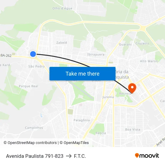 Avenida Paulista 791-823 to F.T.C. map