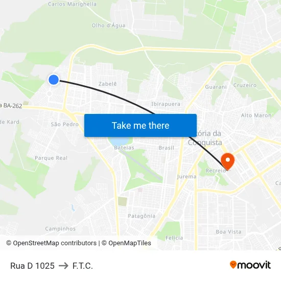 Rua D 1025 to F.T.C. map