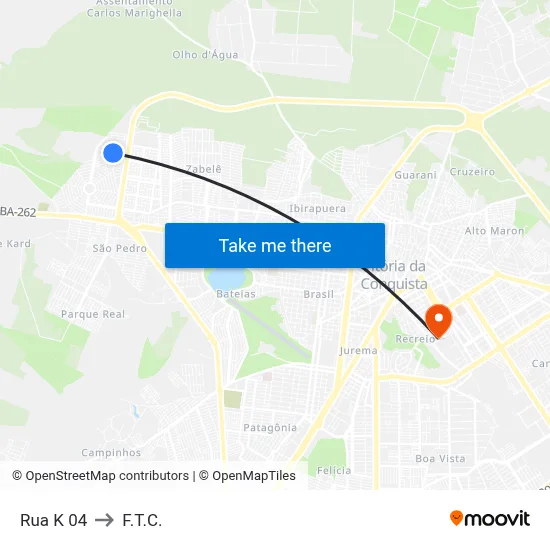 Rua K 04 to F.T.C. map