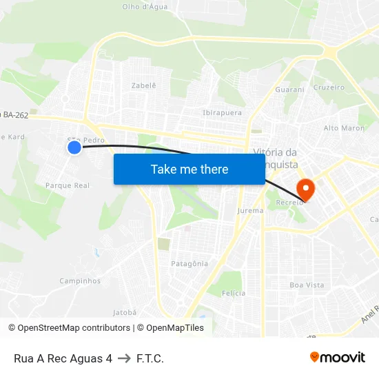 Rua A Rec Aguas 4 to F.T.C. map