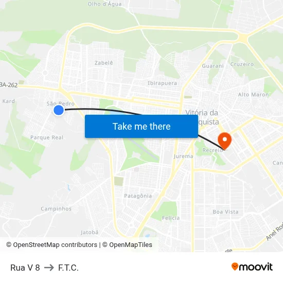 Rua V 8 to F.T.C. map