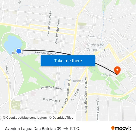 Avenida Lagoa Das Bateias 09 to F.T.C. map